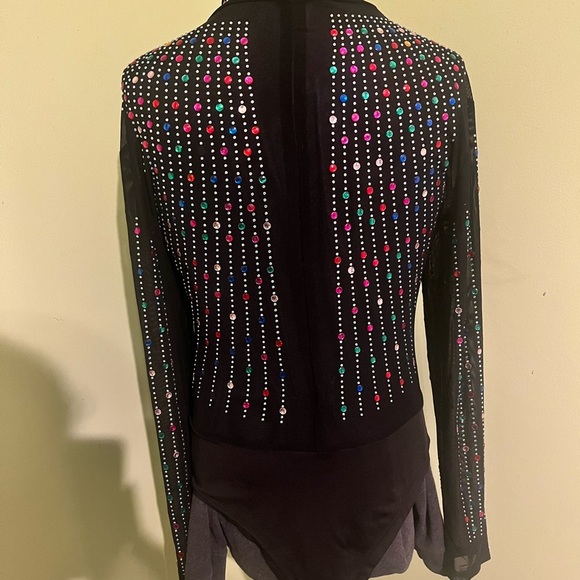 Beaded sequins body suit xlarge see through zip back - Picture 4 of 9